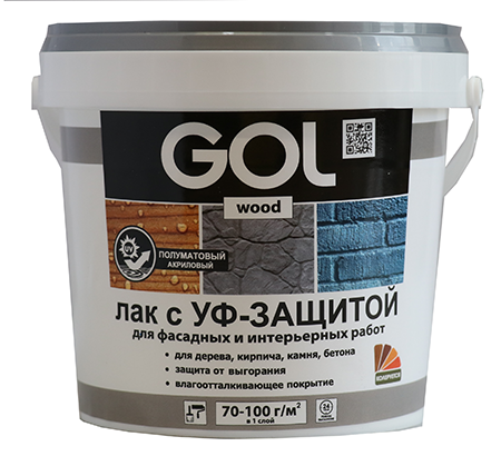 Лак акриловый полуматовый с УФ защитой GOLwood